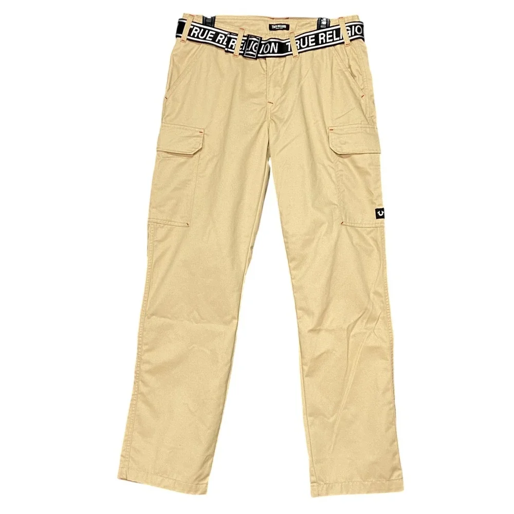 True‎ Religion Men's Size 30X32 Travertine Belted Logo Cargo Pants 700379 NWT